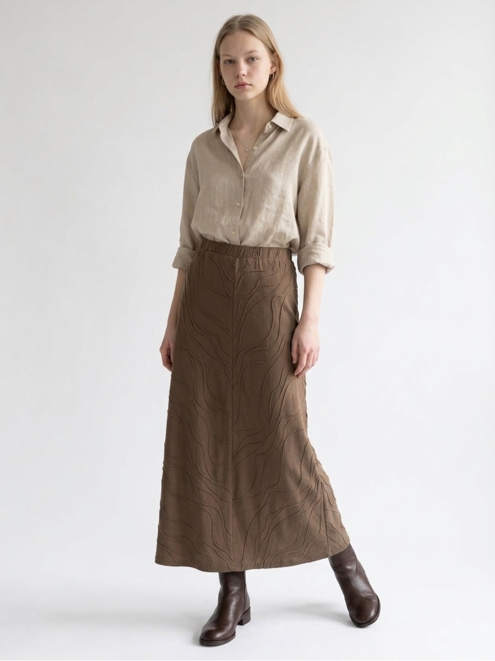 SOUTHERN LADY EUC BROWN MAXI SKIRT SZ L